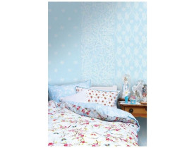 Painel de Parede Azul com Flores Brancas