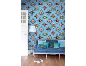 Painel de Parede Azul com Corações