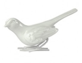 Pássaro Porcelana Branco Pé de Ferro 