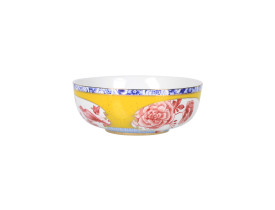 Bowl de Porcelana Amarelo com Rosa Royal