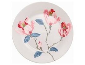 Prato de Sobremesa Branco Com Flores