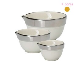 Conjunto 3 Bowls Branco com Prata