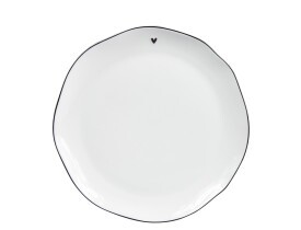 Prato Branco com Pequeno Coração Preto - Bastion