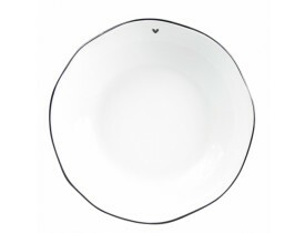 Prato de Sopa Branco com Borda Preta e Coração - Bastion