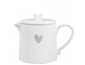 Bule de Chá Branco com Coração Cinza - Bastion