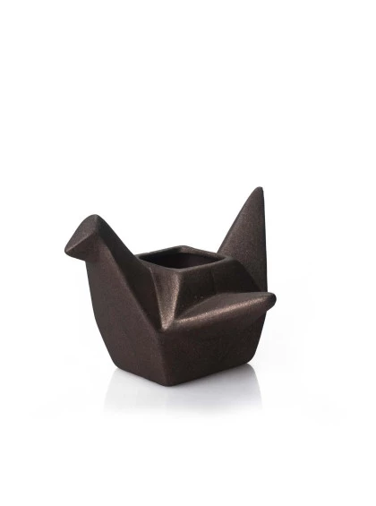 Cachepot Pássaro Origami Grande Bronze 