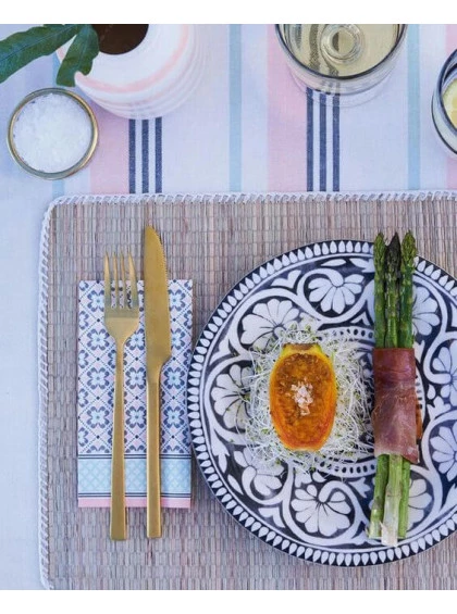 Prato de Sobremesa Preto com Branco