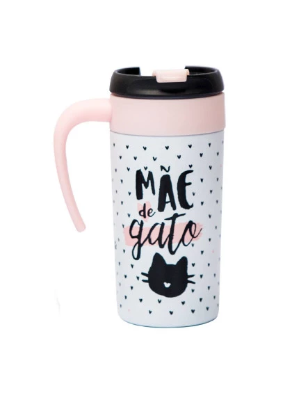 Caneca Térmica com Acessório Mãe de Gato - Uatt