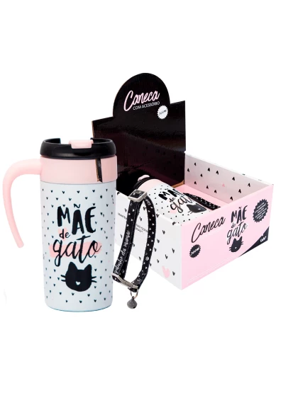 Caneca Térmica com Acessório Mãe de Gato - Uatt