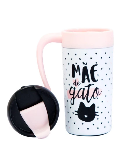 Caneca Térmica com Acessório Mãe de Gato - Uatt