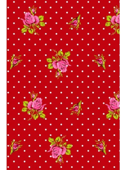 Rolo de Papel de Parede Vermelho com Poá Branca