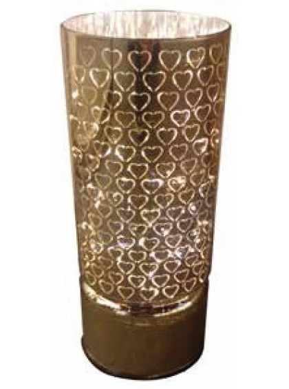 Luminária Vidro Led Hearts Rosa Dourado Pequeno - Urban