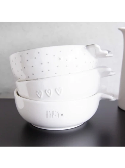 Conjunto 3 Bowls Brancos com Letras Cinzas - Bastion