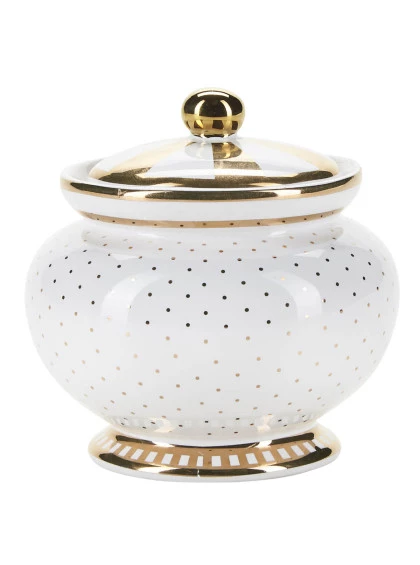 Açucareiro Branco e Dourado