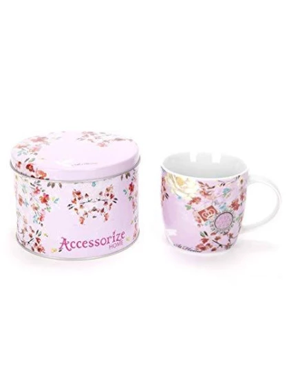 Kit Caneca de Porcelana c/ Lata Rosa Alumínio 340 ml - Accessorize