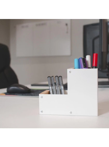 Porta-lápis Duplo Básico c/ Pinus Branco