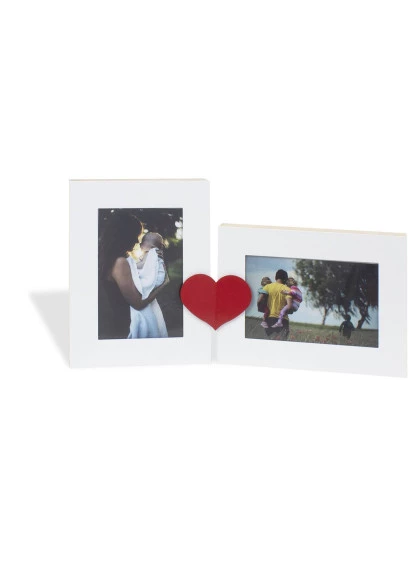 Placa para 3 Fotos Coração Preto