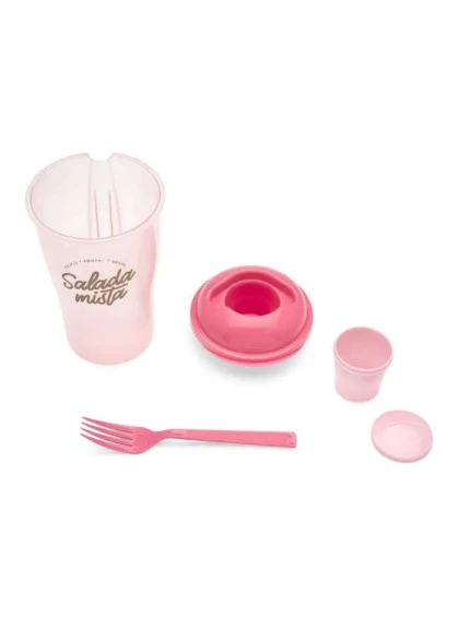 Copo Salada Porta Molho e Garfo Mista