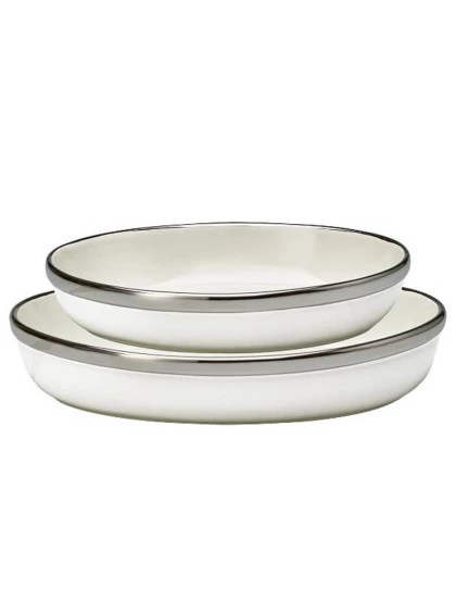 Prato Oval com Borda de Prata 2 peças