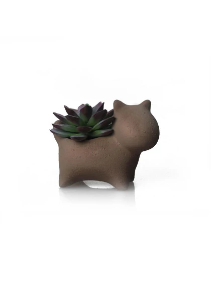 Cachepot Cãozinho Pequeno Cobre Acimentado