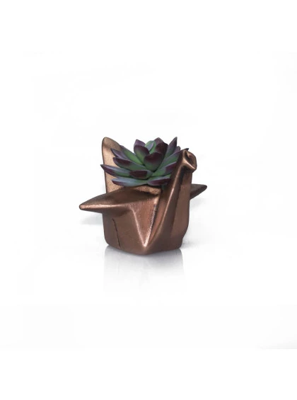 Cachepot Pássaro Origami Médio Cobre