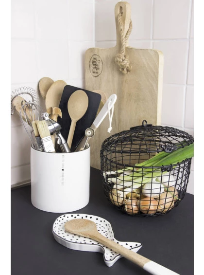 Porta Colher Peixe Branco com Ponto Preto - Bastion