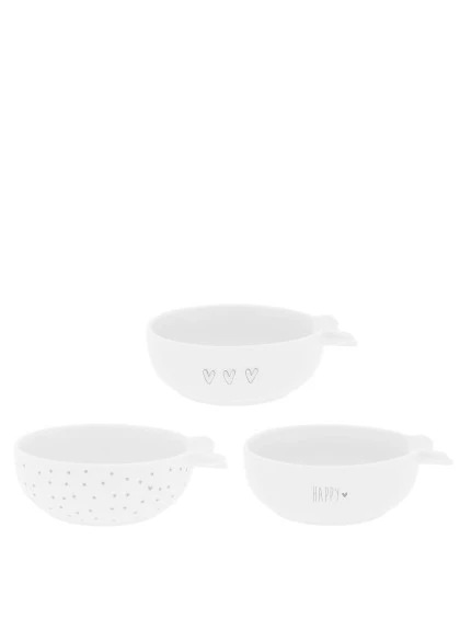 Conjunto 3 Bowls Brancos com Letras Cinzas - Bastion