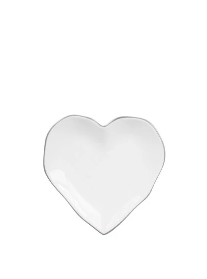Prato Coração Branco com Borda Cinza - Bastion