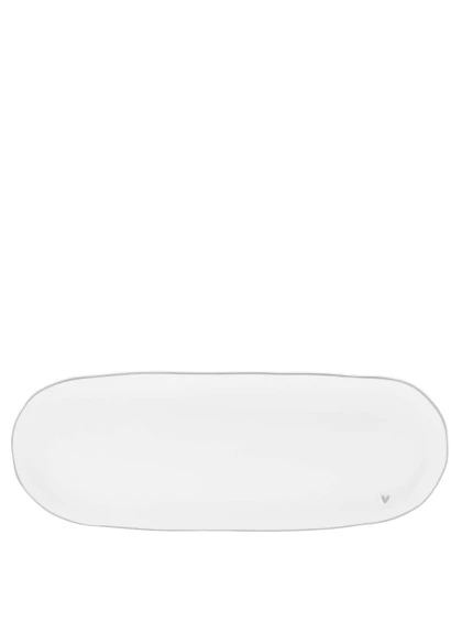 Prato Oval Branco com Borda Cinza e Coração - Bastion