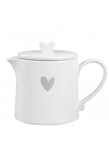 Bule de Chá Branco com Coração Cinza - Bastion