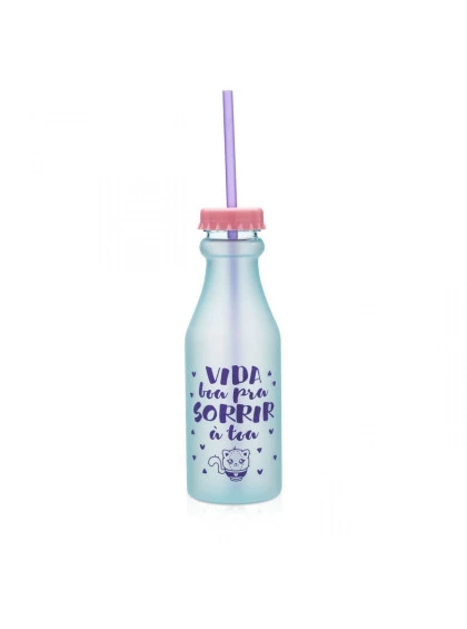 Garrafinha com Canudo Cactus Verde