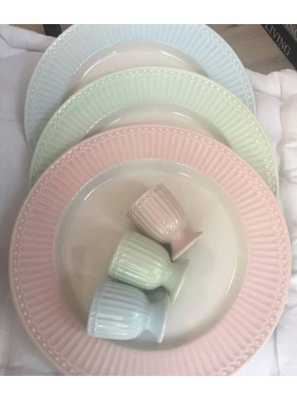 Prato de Jantar Rosa com Branco