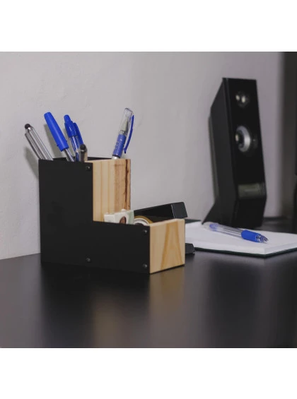 Porta-lápis Duplo Básico c/ Pinus Preto