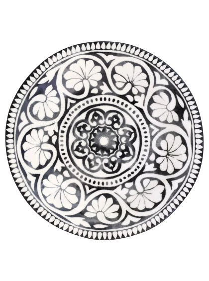 Prato de Sobremesa Preto com Branco