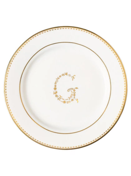 Prato de Pão branco com detalhe em Ouro