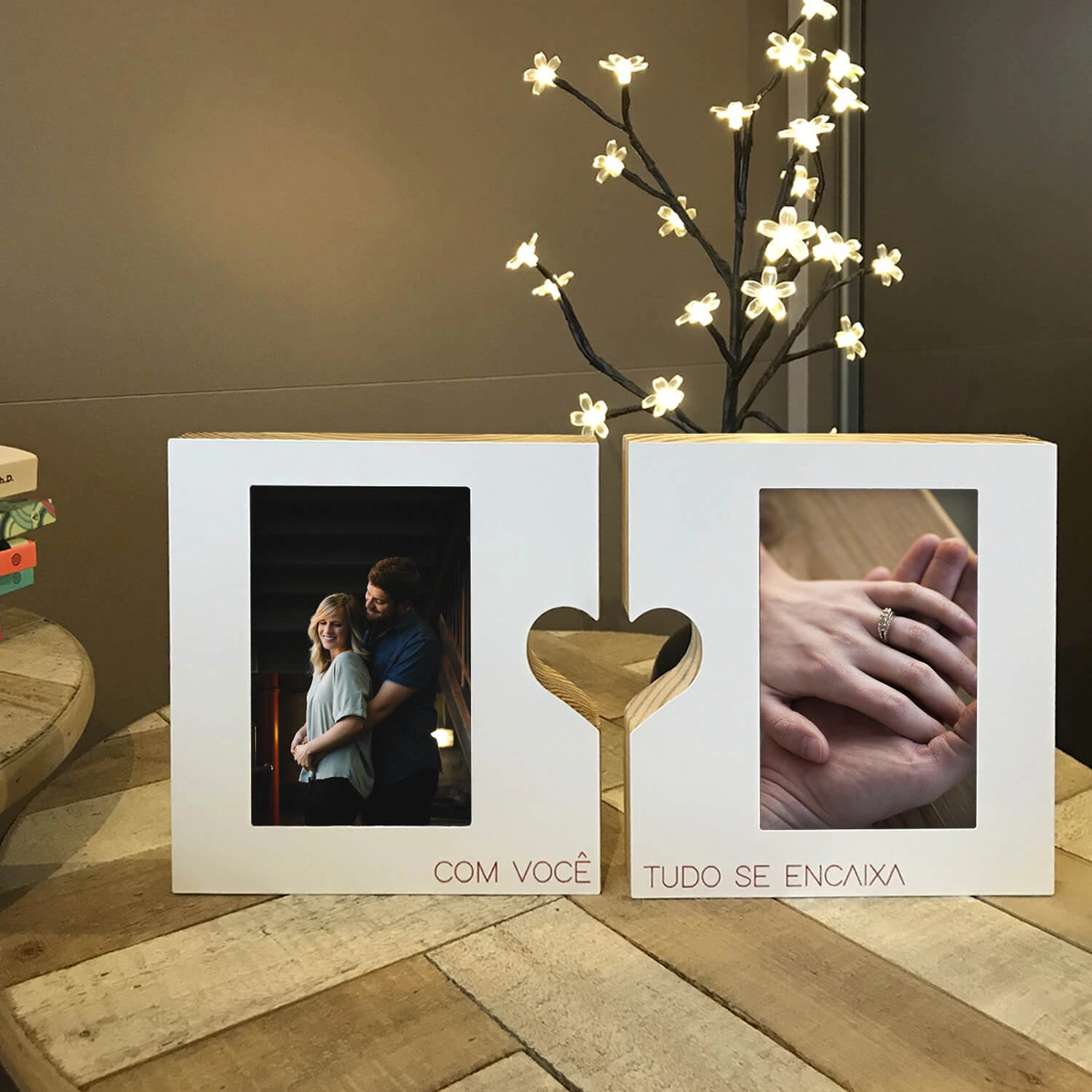 Porta-retrato Encaixa Amor Branco - Geguton