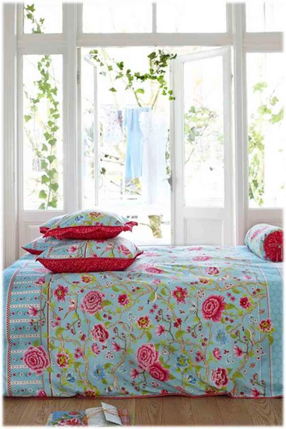 Almofada Rolinho Garden Azul com Vermelho - Pip Studio